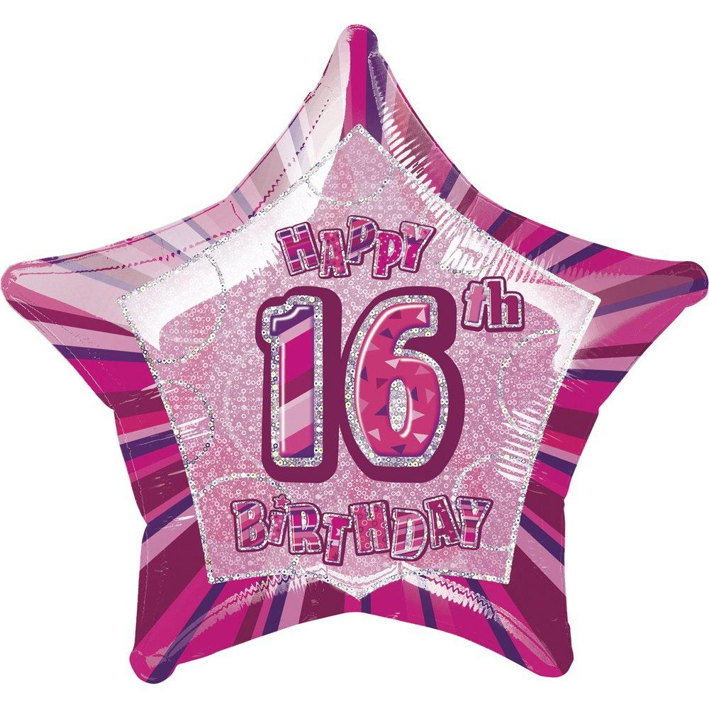 FOIL BALLOON 50CM - 16TH GLITZ BIRTHDAY PINK