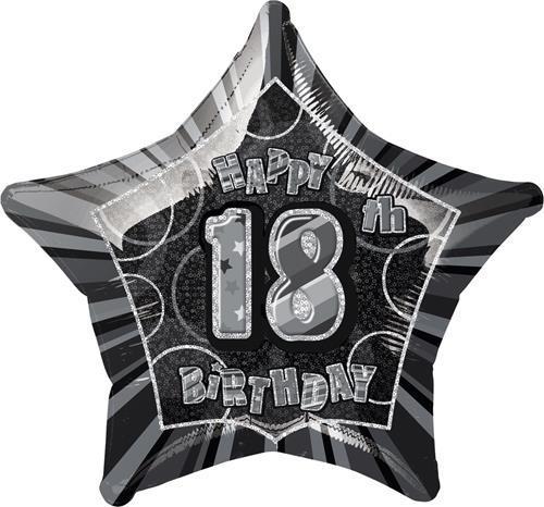 FOIL BALLOON 50CM - 18TH BIRTHDAY GLITZ BLACK