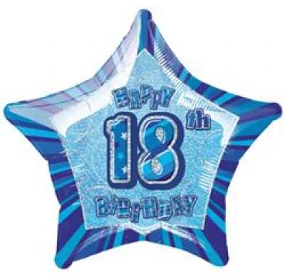 FOIL BALLOON 50CM - 18TH BIRTHDAY GLITZ BLUE