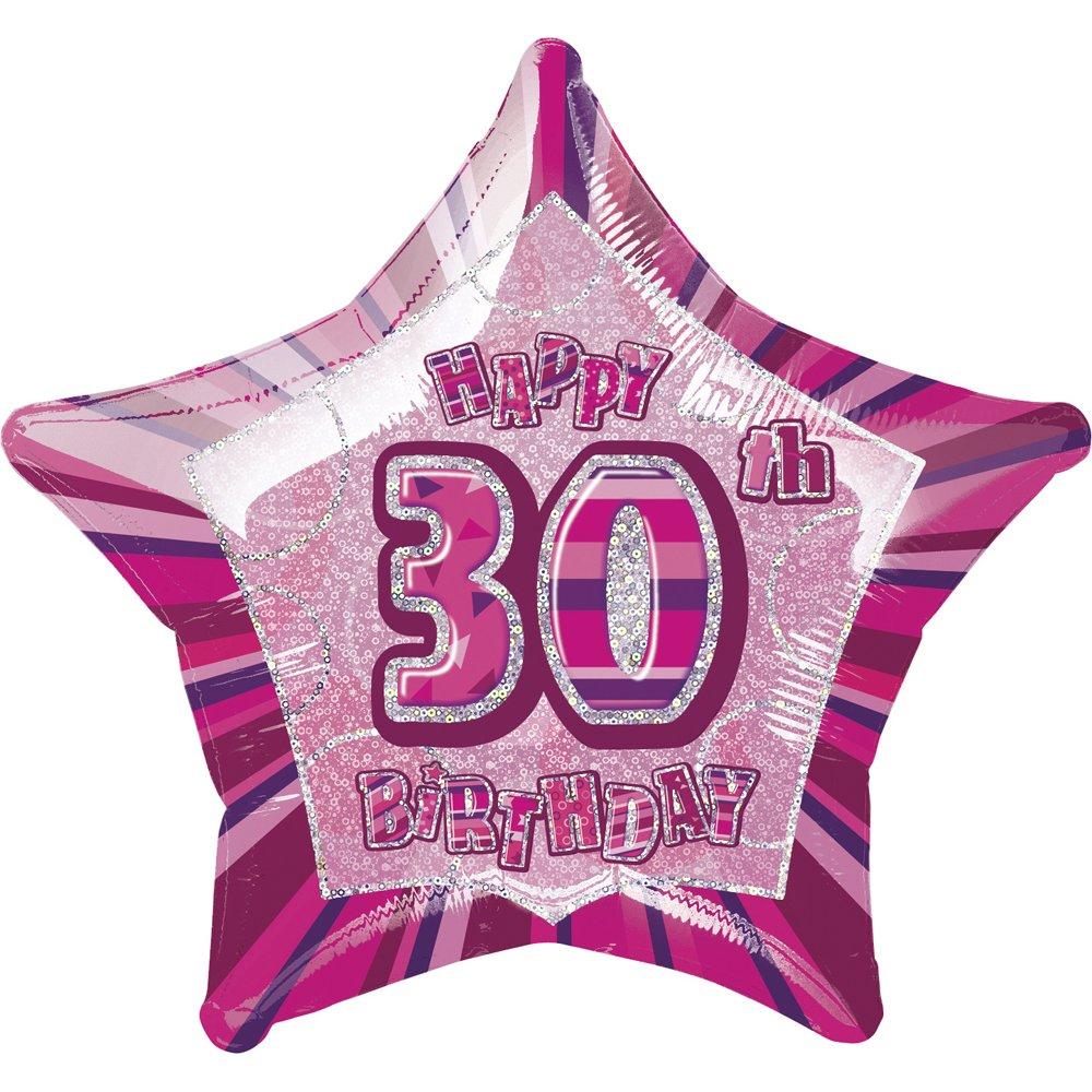 FOIL BALLOON 50CM - 30TH BIRTHDAY GLITZ PINK