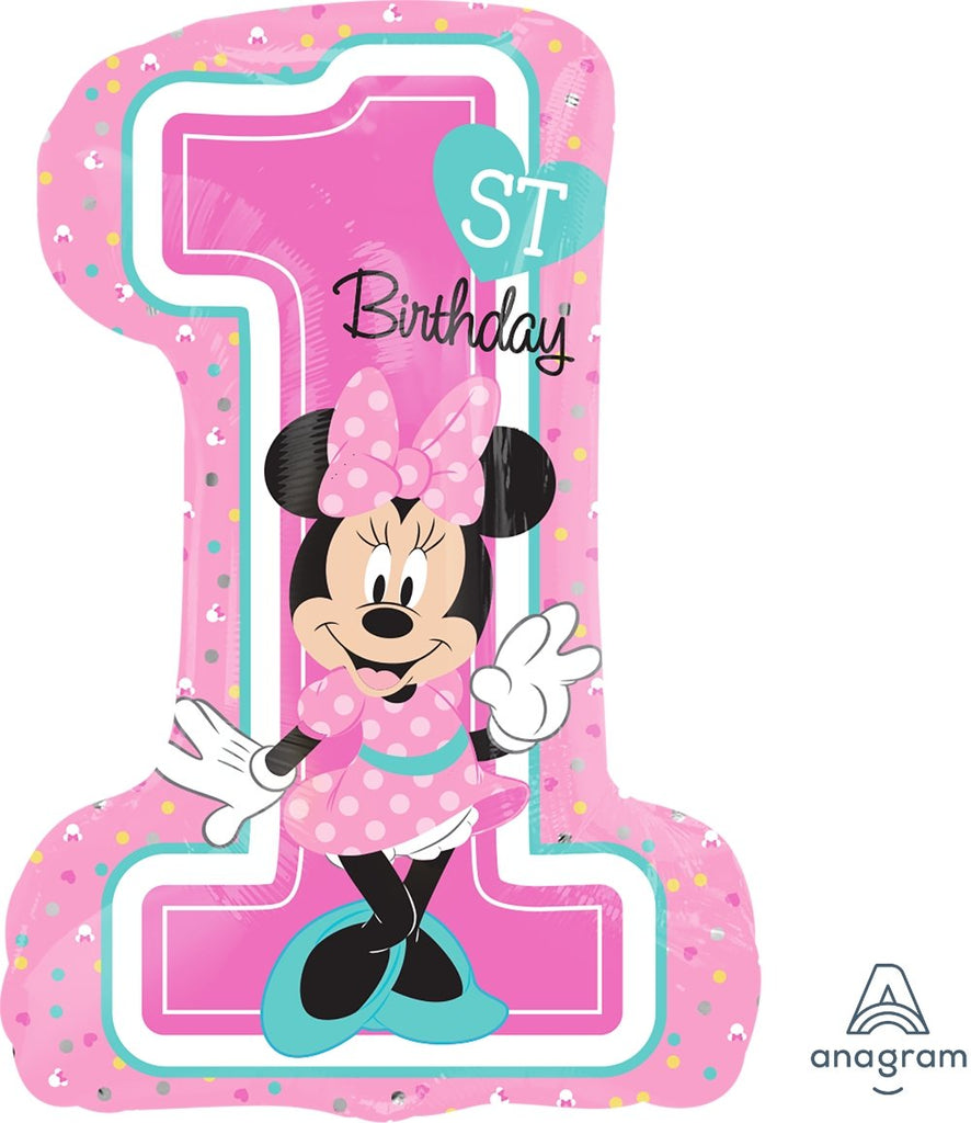 FOIL BALLOON 71CM - DISNEY MINNIE 1ST BIRTHDAY (48CM X 71CM)