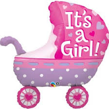 FOIL BALLOON 89CM - IT'S A GIRL STROLLER