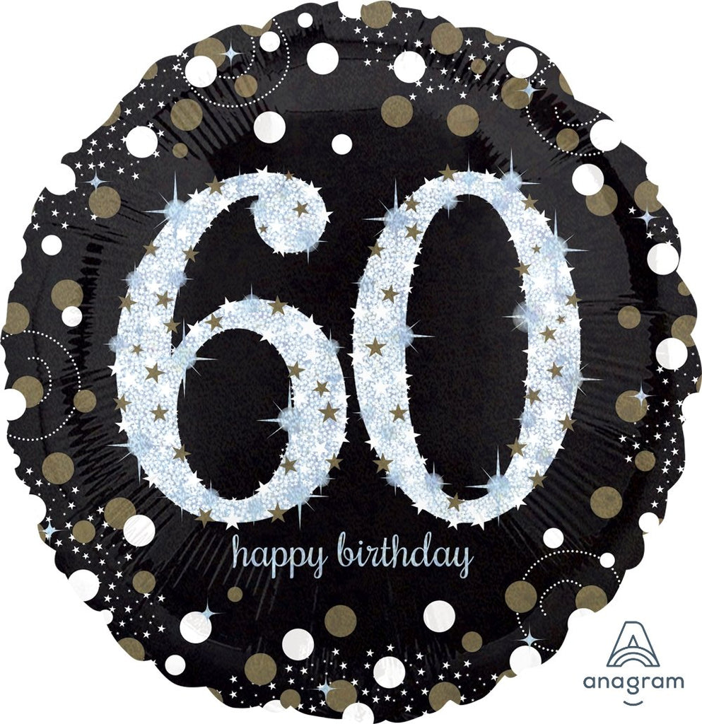 FOIL BALLOON 91CM - 60TH SPARKLING BIRTHDAY JUMBO