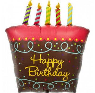 FOIL BALLOON HAPPY BIRTHDAY 104CM - BIRTHDAY CAKE WITH CANDLE