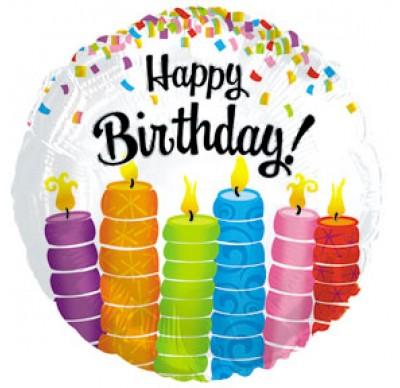 FOIL BALLOON HAPPY BIRTHDAY 45CM - BIRTHDAY COLOURFUL CANDLES