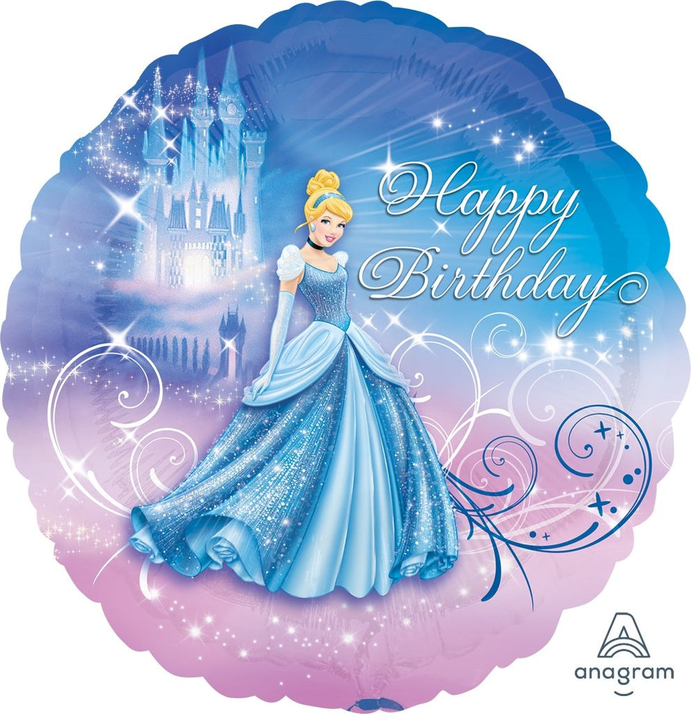 FOIL BALLOON HAPPY BIRTHDAY 45CM - CINDERELLA HAPPY BIRTHDAY