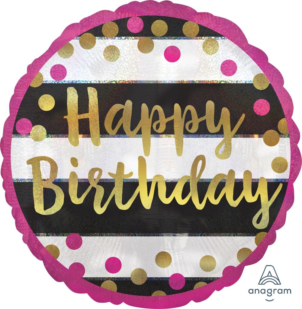 FOIL BALLOON HAPPY BIRTHDAY 45CM - PINK & GOLD BIRTHDAY
