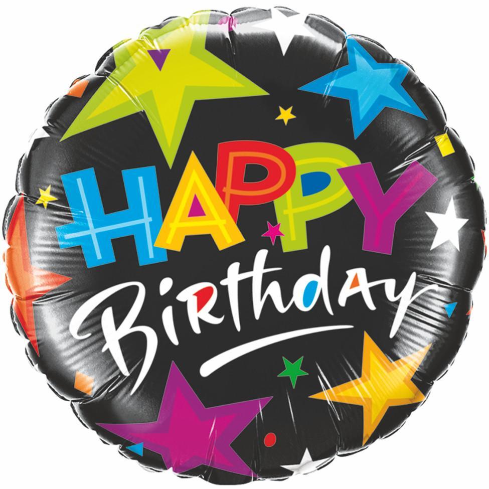 FOIL BALLOON HAPPY BIRTHDAY 89CM - BIRTHDAY BRILLIANT STARS BLACK