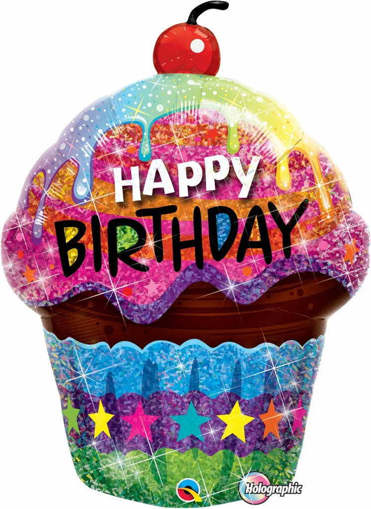 FOIL BALLOON HAPPY BIRTHDAY 89CM - BIRTHDAY DAZZLING CUPCAKE