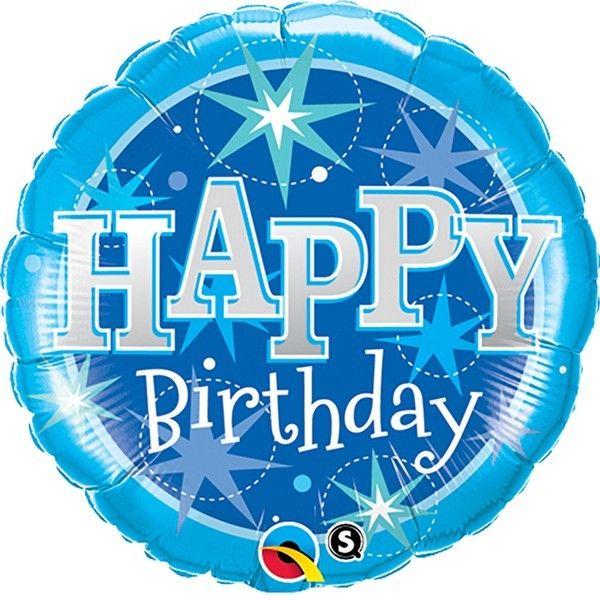FOIL BALLOON HAPPY BIRTHDAY 89CM - BIRTHDAY BLUE SPARKLE