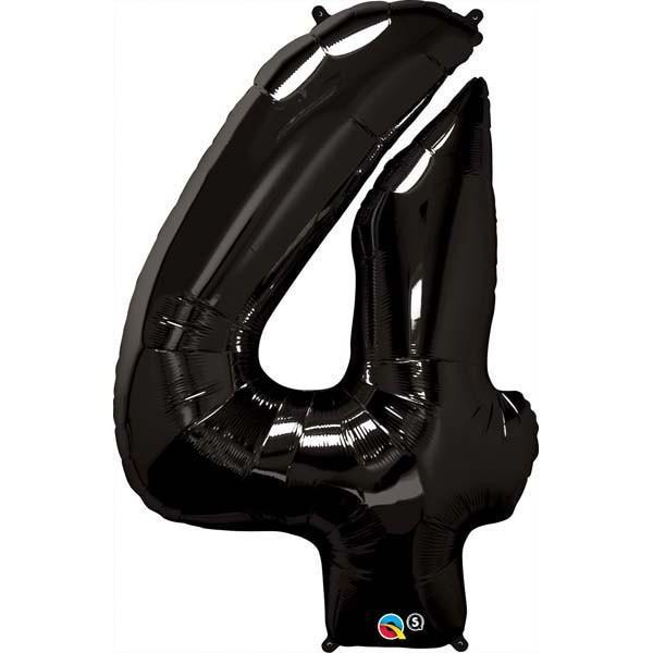 FOIL BALLOON MEGALOON 86CM -BLACK NUMBER 4