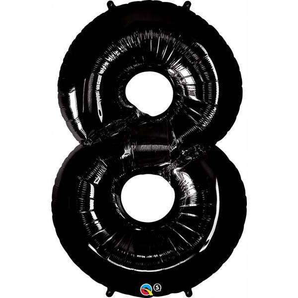 FOIL BALLOON MEGALOON 86CM -BLACK NUMBER 8