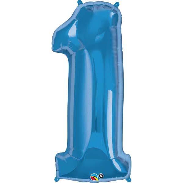 FOIL BALLOON MEGALOON 86CM -BLUE NUMBER 1