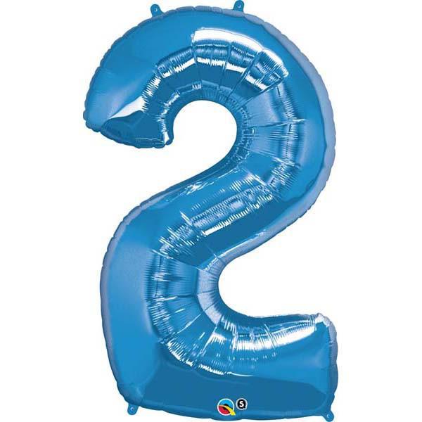 FOIL BALLOON MEGALOON 86CM -BLUE NUMBER 2