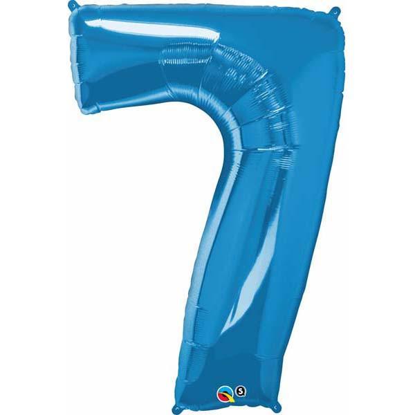 FOIL BALLOON MEGALOON 86CM -BLUE NUMBER 7