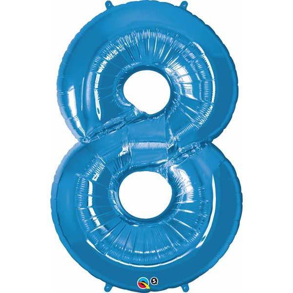 FOIL BALLOON MEGALOON 86CM -BLUE NUMBER 8