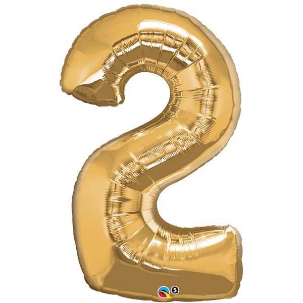 FOIL BALLOON MEGALOON 86CM -GOLD NUMBER 2