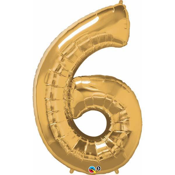 FOIL BALLOON MEGALOON 86CM -GOLD NUMBER 6