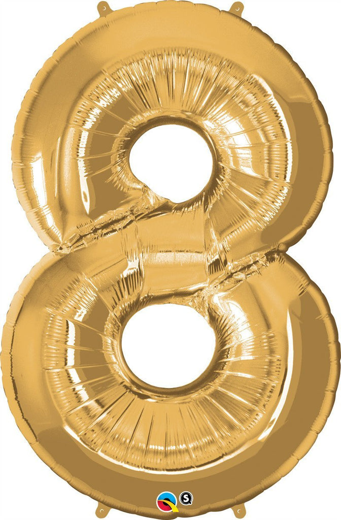 FOIL BALLOON MEGALOON 86CM -GOLD NUMBER 8