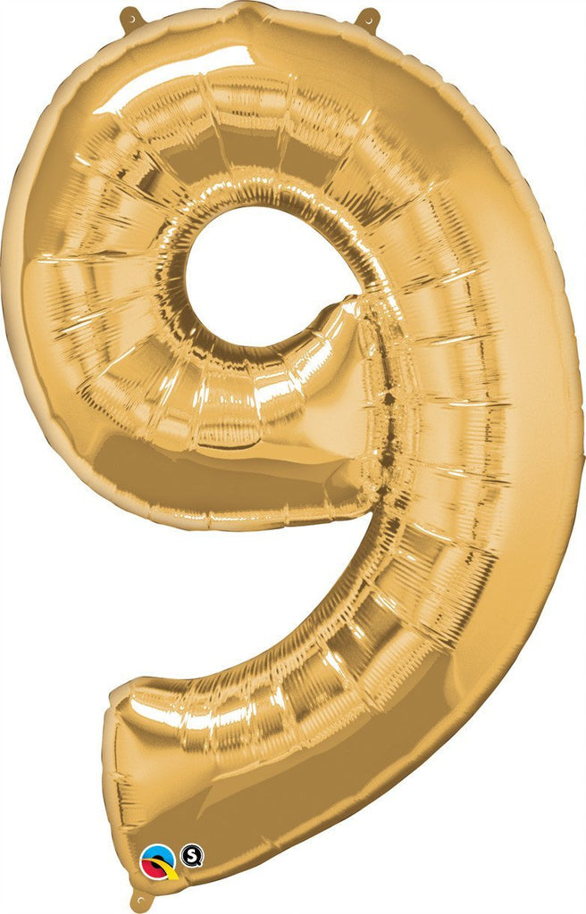 FOIL BALLOON MEGALOON 86CM -GOLD NUMBER 9
