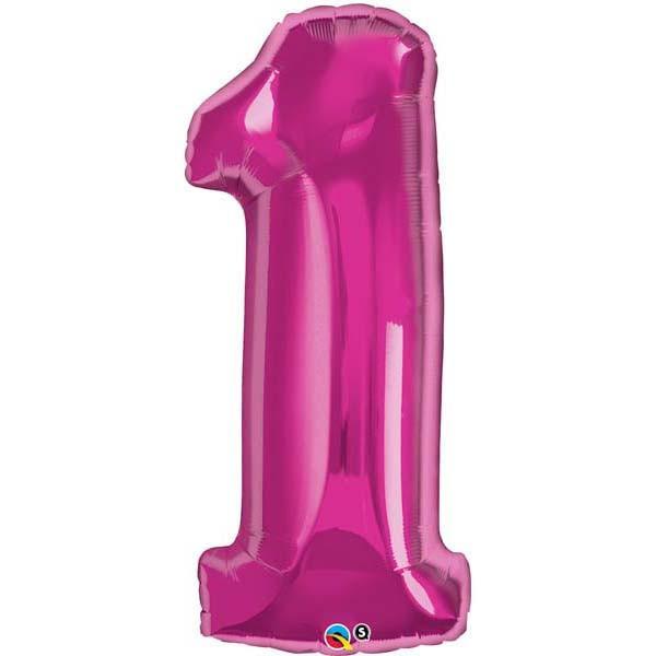 FOIL BALLOON MEGALOON 86CM -MAGENTA NUMBER 1