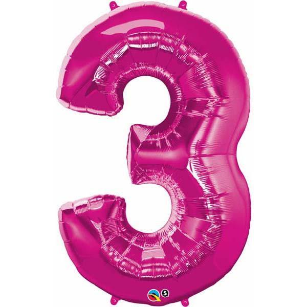 FOIL BALLOON MEGALOON 86CM -MAGENTA NUMBER 3