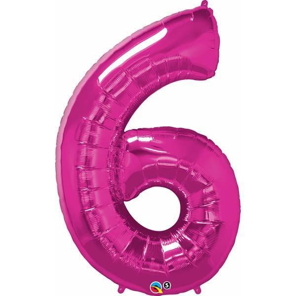 FOIL BALLOON MEGALOON 86CM -MAGENTA NUMBER 6
