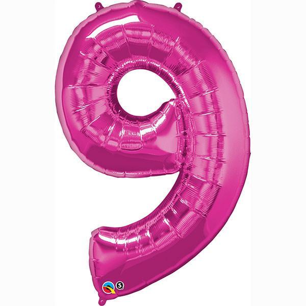 FOIL BALLOON MEGALOON 86CM -MAGENTA NUMBER 9