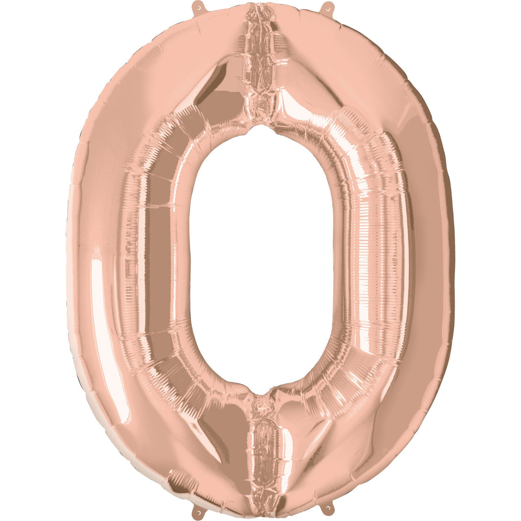 FOIL BALLOON MEGALOON 86CM -ROSE GOLD NUMBER 0
