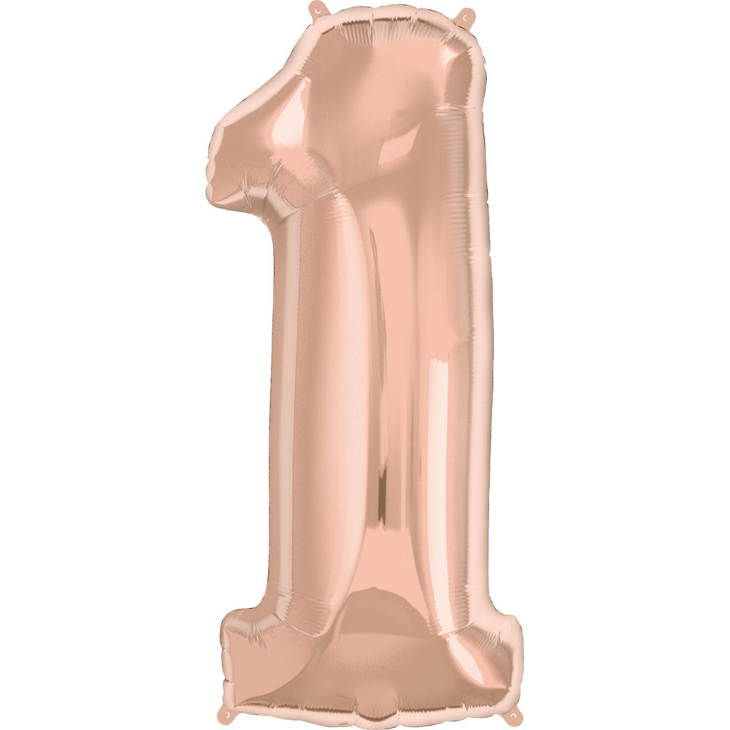 FOIL BALLOON MEGALOON 86CM -ROSE GOLD NUMBER 1