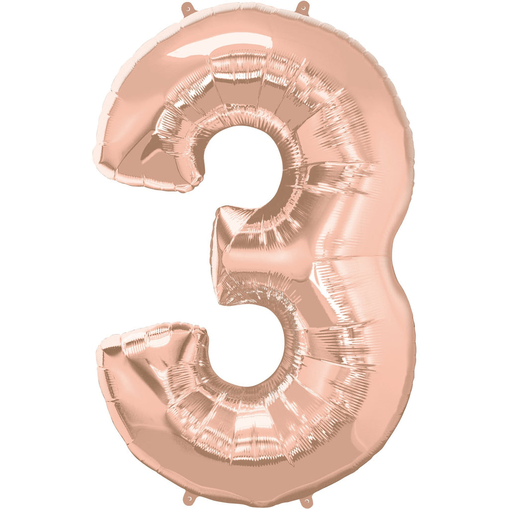 FOIL BALLOON MEGALOON 86CM -ROSE GOLD NUMBER 3