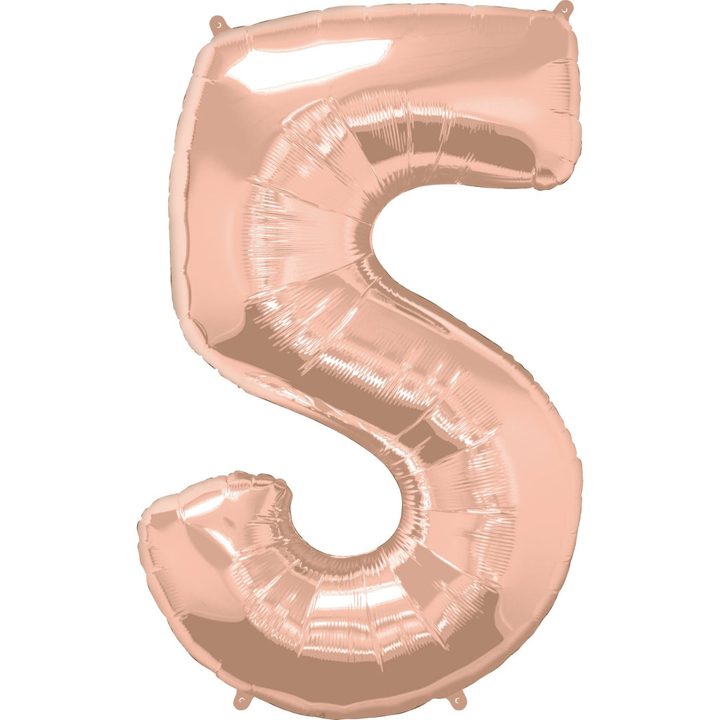 FOIL BALLOON MEGALOON 86CM -ROSE GOLD NUMBER 5