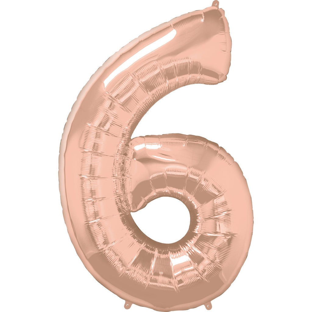 FOIL BALLOON MEGALOON 86CM -ROSE GOLD NUMBER 6