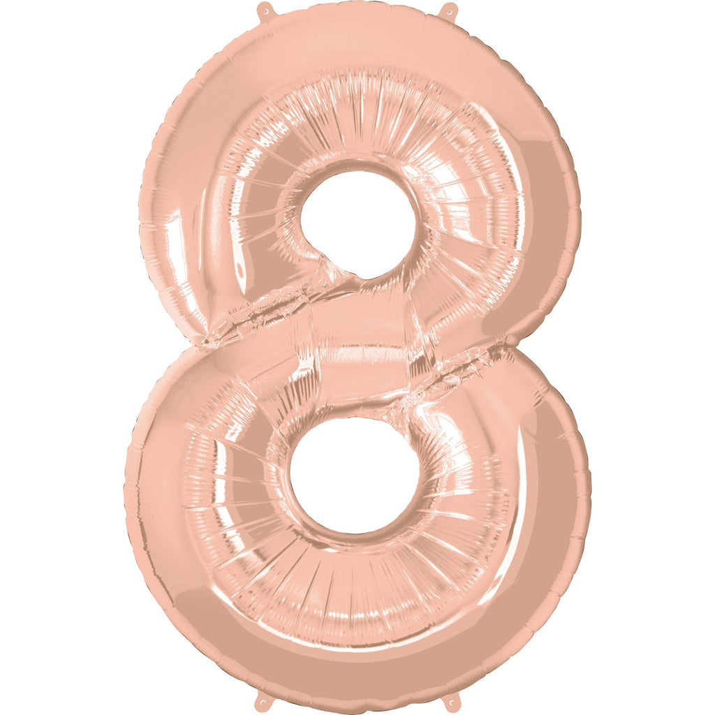 FOIL BALLOON MEGALOON 86CM -ROSE GOLD NUMBER 8