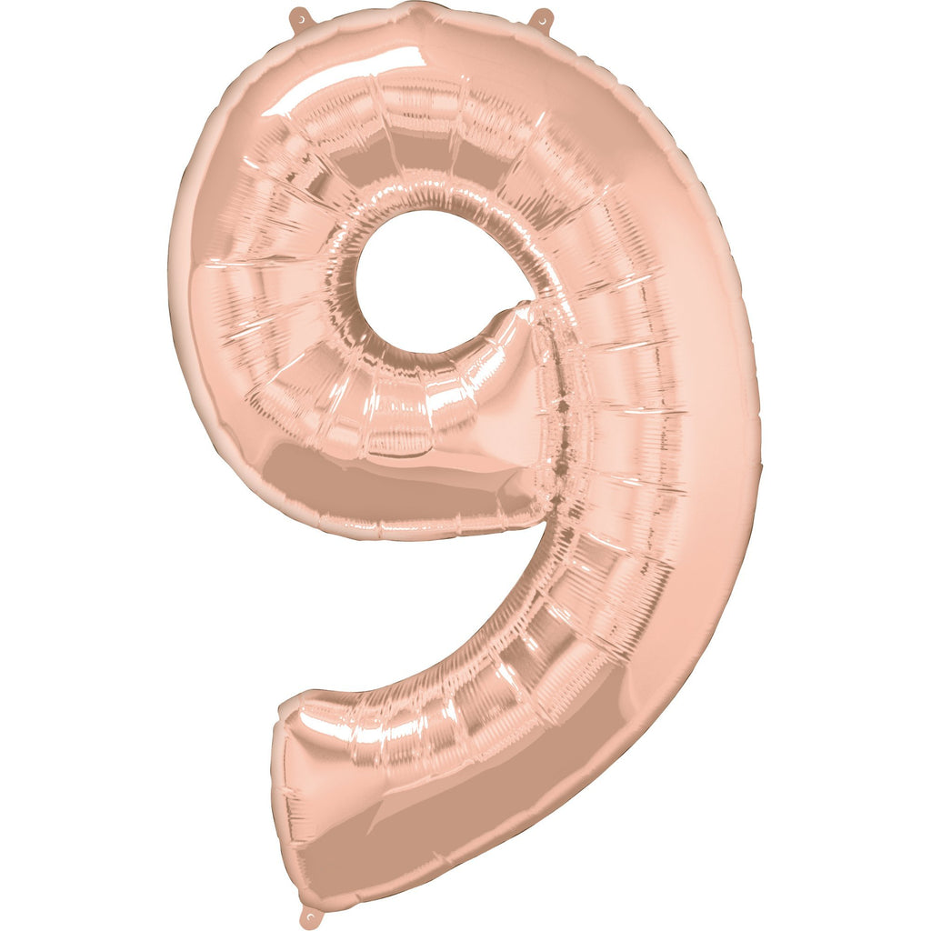 FOIL BALLOON MEGALOON 86CM -ROSE GOLD NUMBER 9