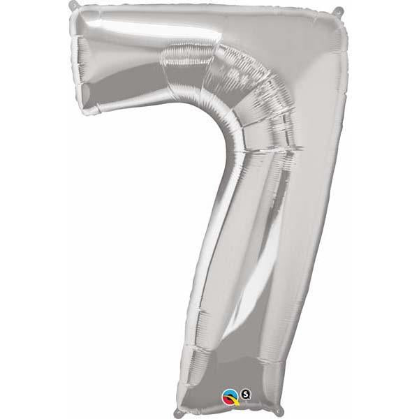 FOIL BALLOON MEGALOON 86CM -SILVER NUMBER 7