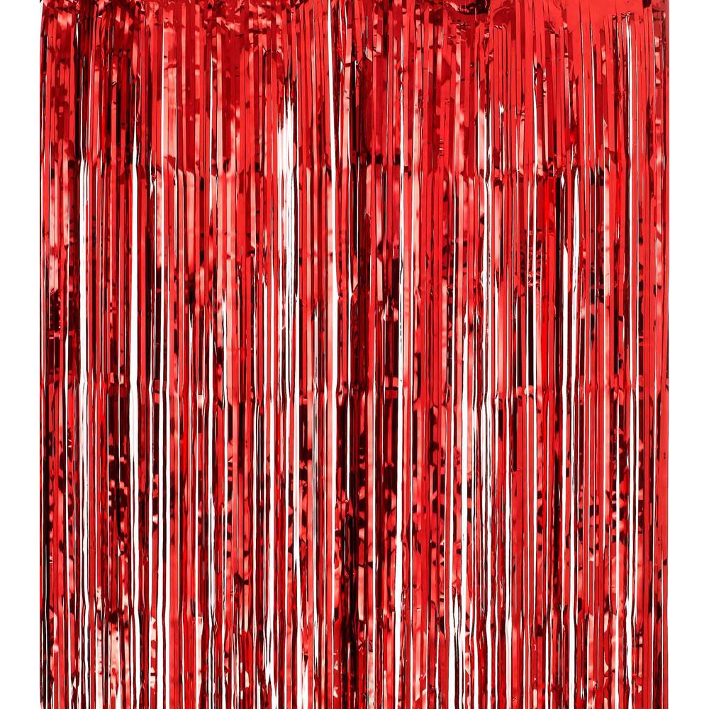 FOIL CURTAIN - METALLIC RED 2MX90CM