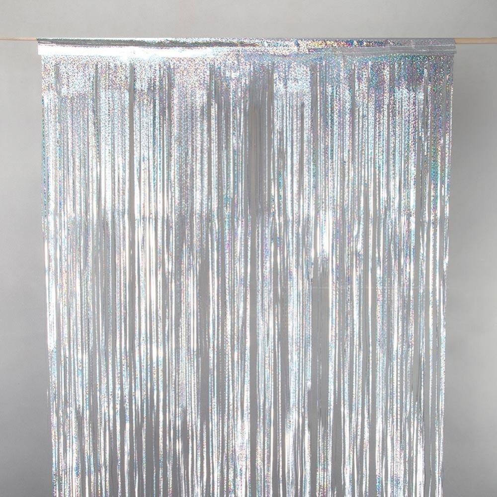 FOIL CURTAIN - METALLIC SILVER HOLOGRAPHIC 2MX90CM