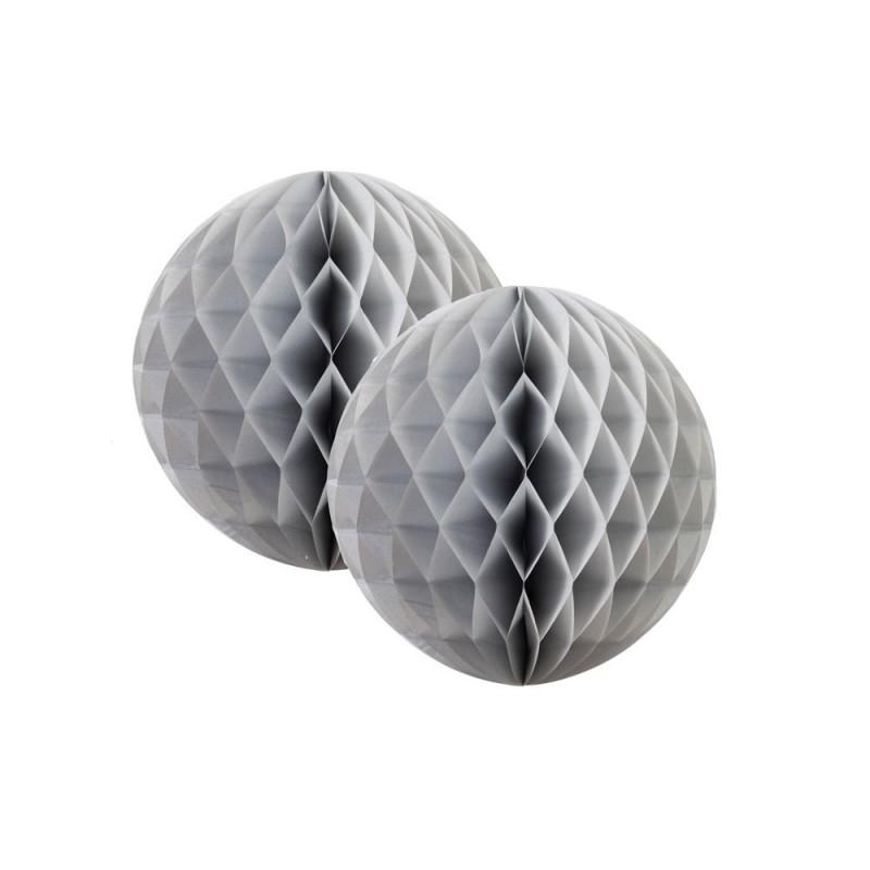 HONEYCOMB BALL 15CM SILVER PK2