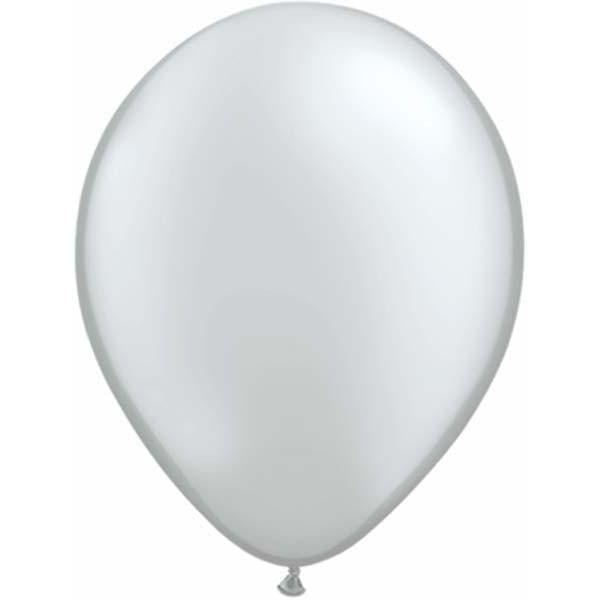 LATEX BALLOON 28CM - METALLIC SILVER PK 100