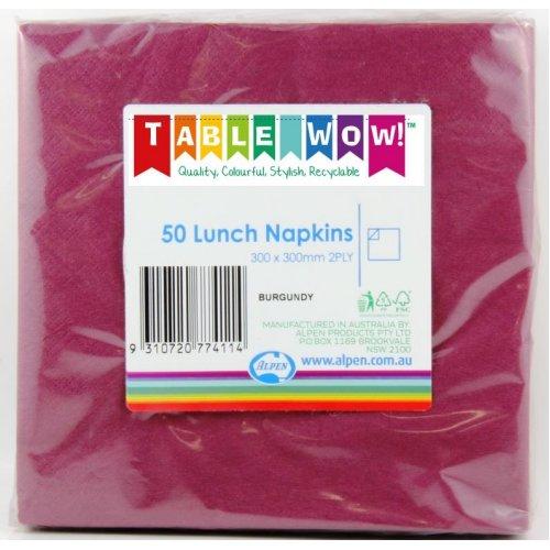LUNCH NAPKIN - 2PLY BURGUNDY PK50