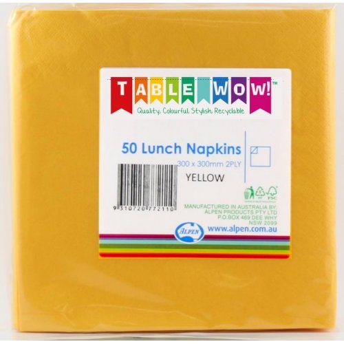 LUNCH NAPKIN - 2PLY YELLOW PK50