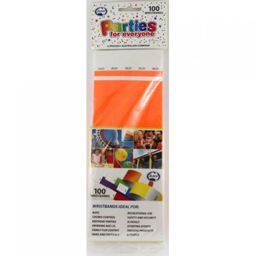 WRISTBANDS FLURO ORANGE PK100