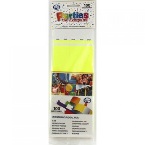 WRISTBANDS FLURO YELLOW PK100