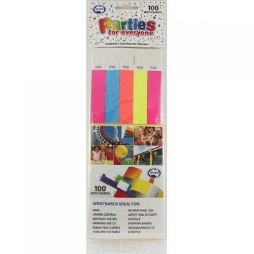 WRISTBANDS TYVEK ASSORTED COLOURS PK100