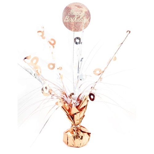 Happy Birthday Rose Gold & White Centrepiece