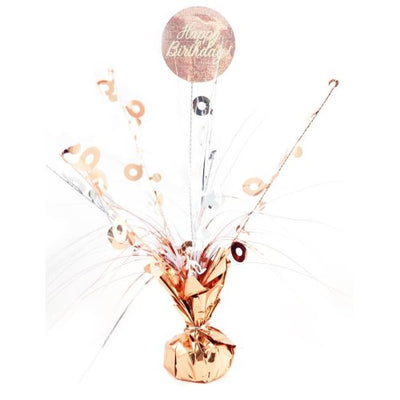 Happy Birthday Rose Gold & White Centrepiece